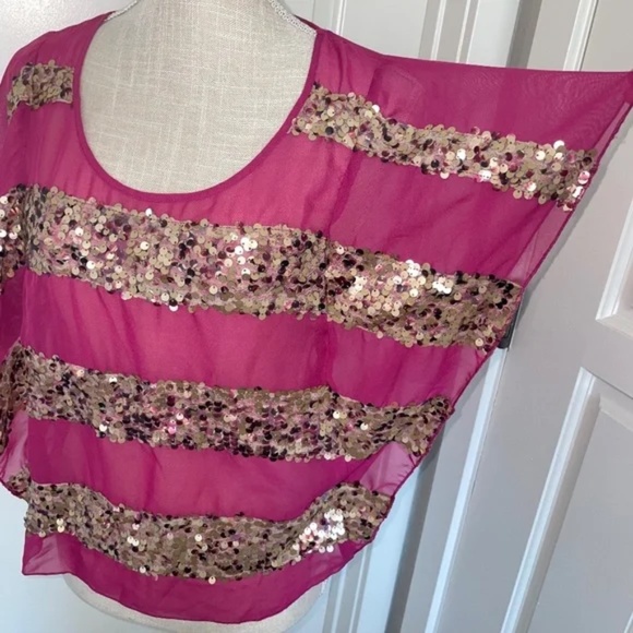 Rampage | Vintage Y2K 2000s Magenta Sheer Sequin Blouse, Size S - Picture 3 of 12